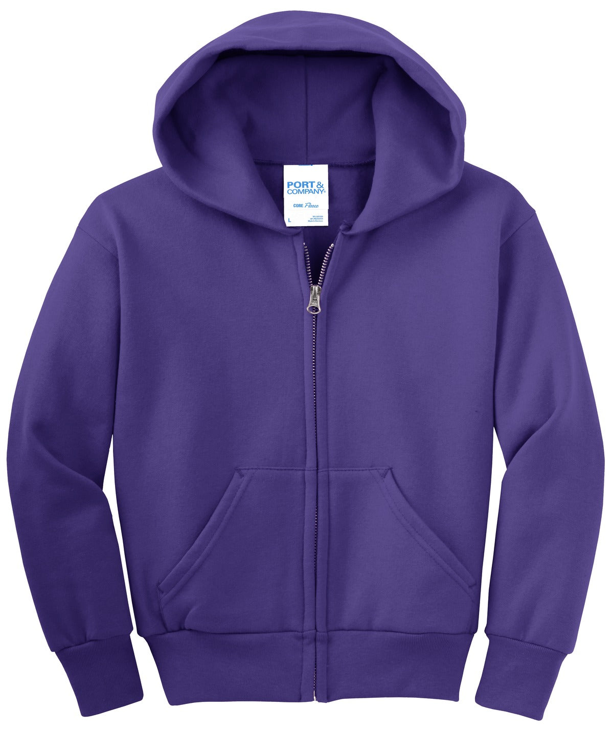 Port & Company Youth Core Fleece Full-Zip Hooded Sweatshirt Youth Apparel Hoodies & Sweatshirts