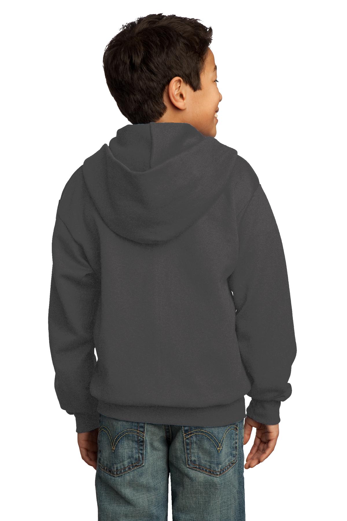Port & Company Youth Core Fleece Full-Zip Hooded Sweatshirt Youth Apparel Hoodies & Sweatshirts