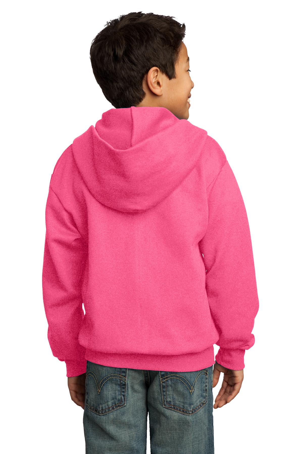 Port & Company Youth Core Fleece Full-Zip Hooded Sweatshirt Youth Apparel Hoodies & Sweatshirts