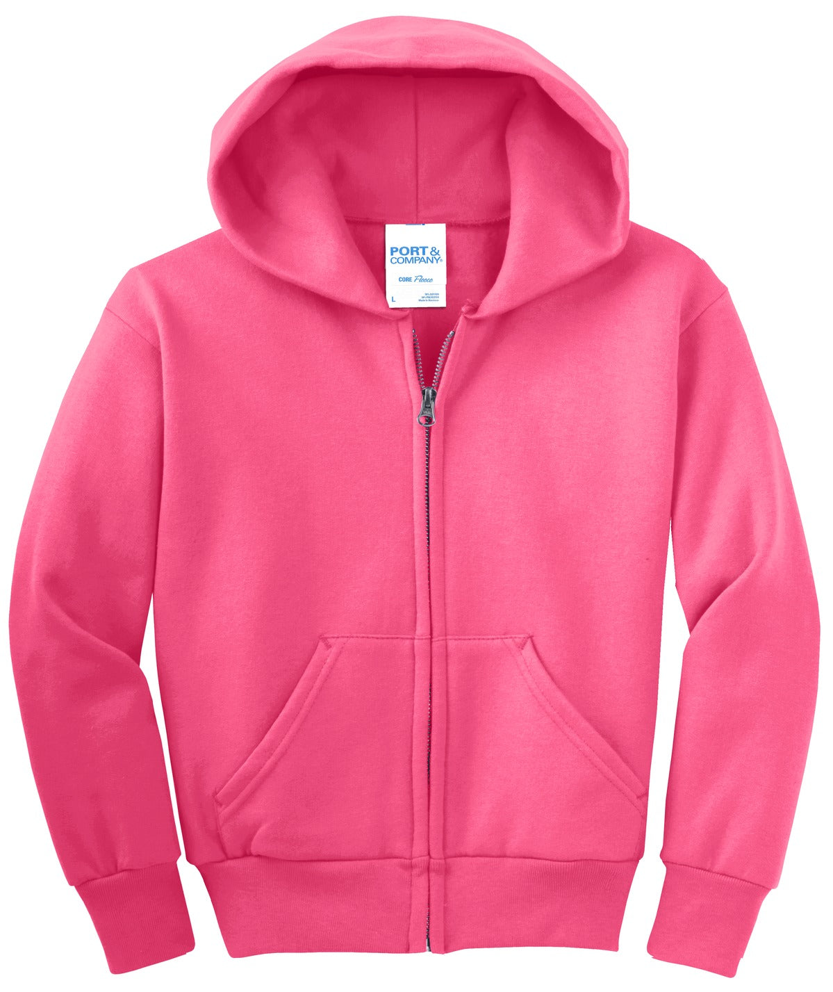 Port & Company Youth Core Fleece Full-Zip Hooded Sweatshirt Youth Apparel Hoodies & Sweatshirts