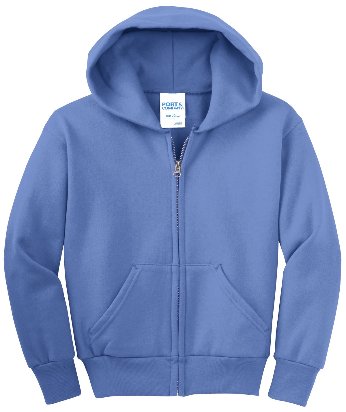 Port & Company Youth Core Fleece Full-Zip Hooded Sweatshirt Youth Apparel Hoodies & Sweatshirts