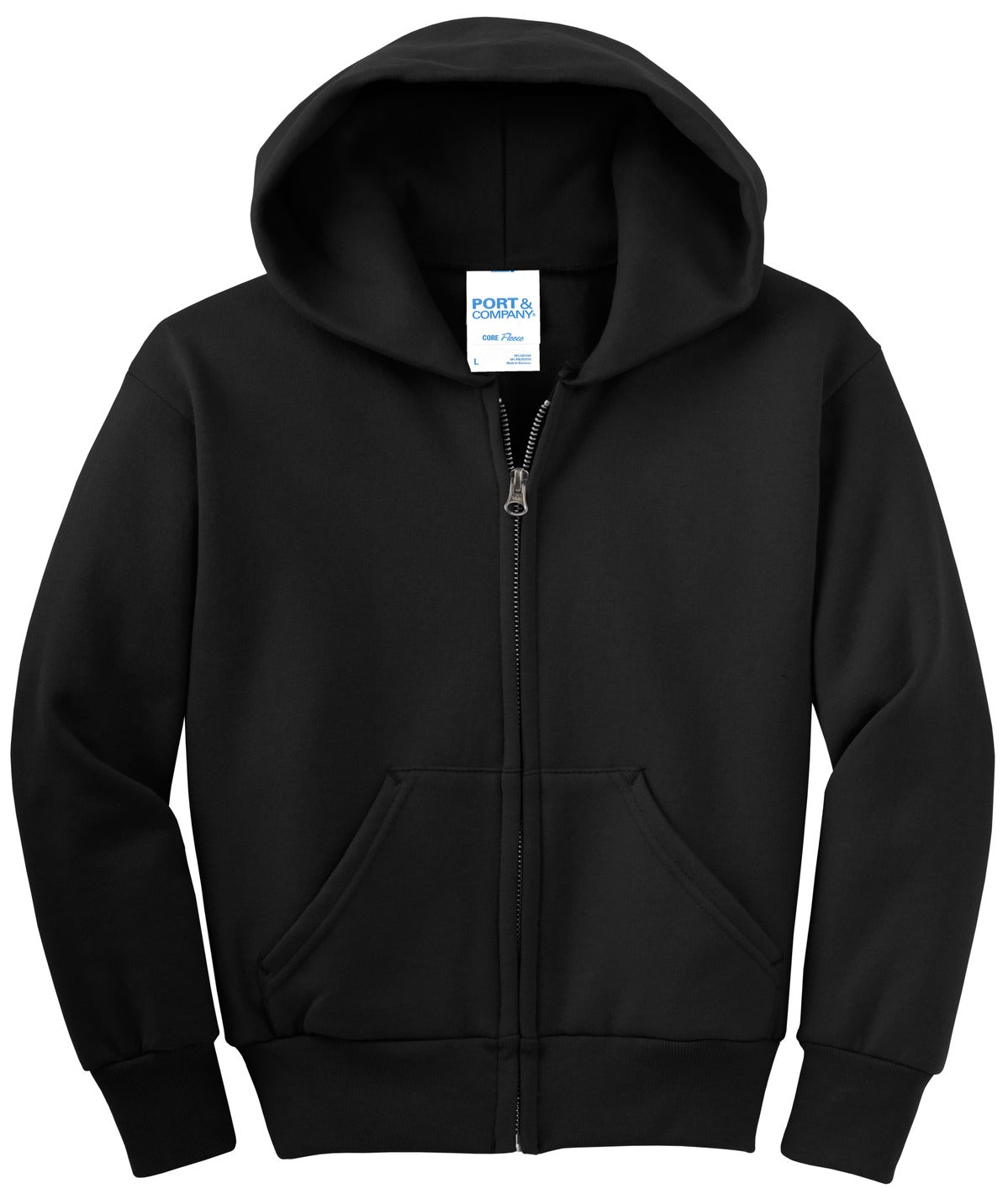 Port & Company Youth Core Fleece Full-Zip Hooded Sweatshirt Youth Apparel Hoodies & Sweatshirts