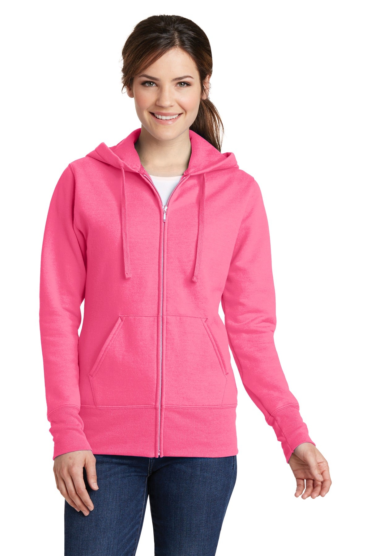 Port & Company Women's Core Fleece Full-Zip Hooded Sweatshirt Womens Apparel Sweatshirts & Fleece