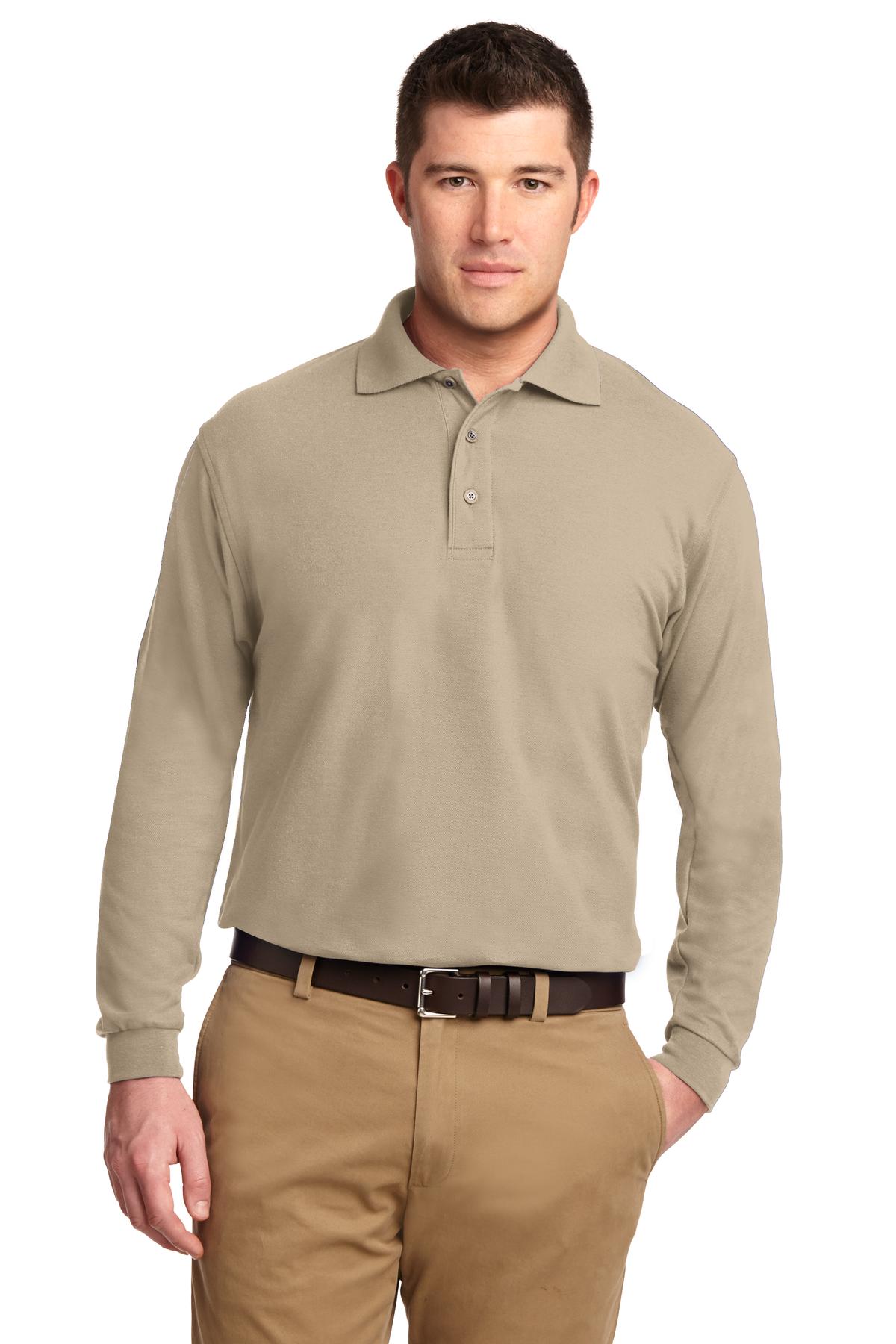 Port Authority Men's Silk Touch Long Sleeve Polo. K500LS Mens Apparel Shirts & Tops