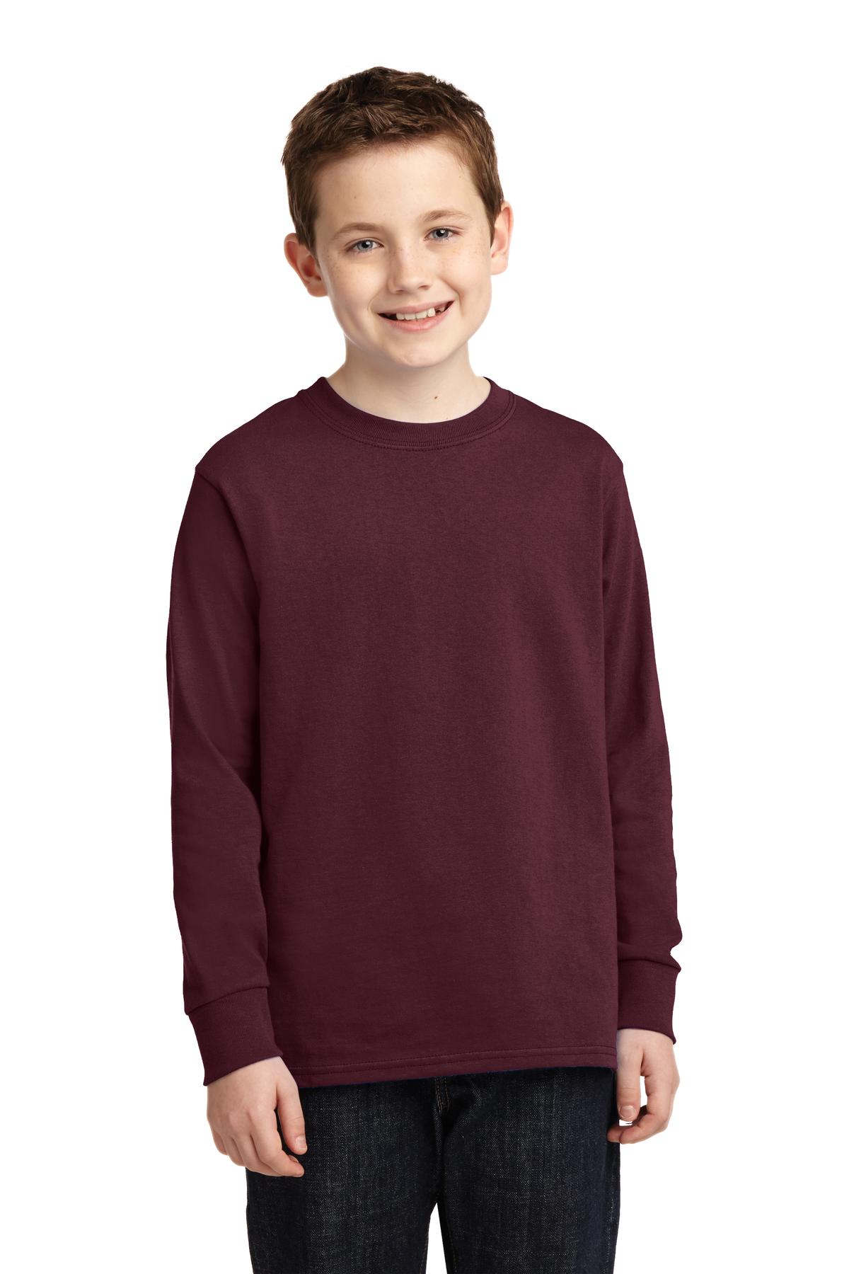 Port & Company - Youth Long Sleeve Core Cotton Tee Youth Apparel Shirts & Tops
