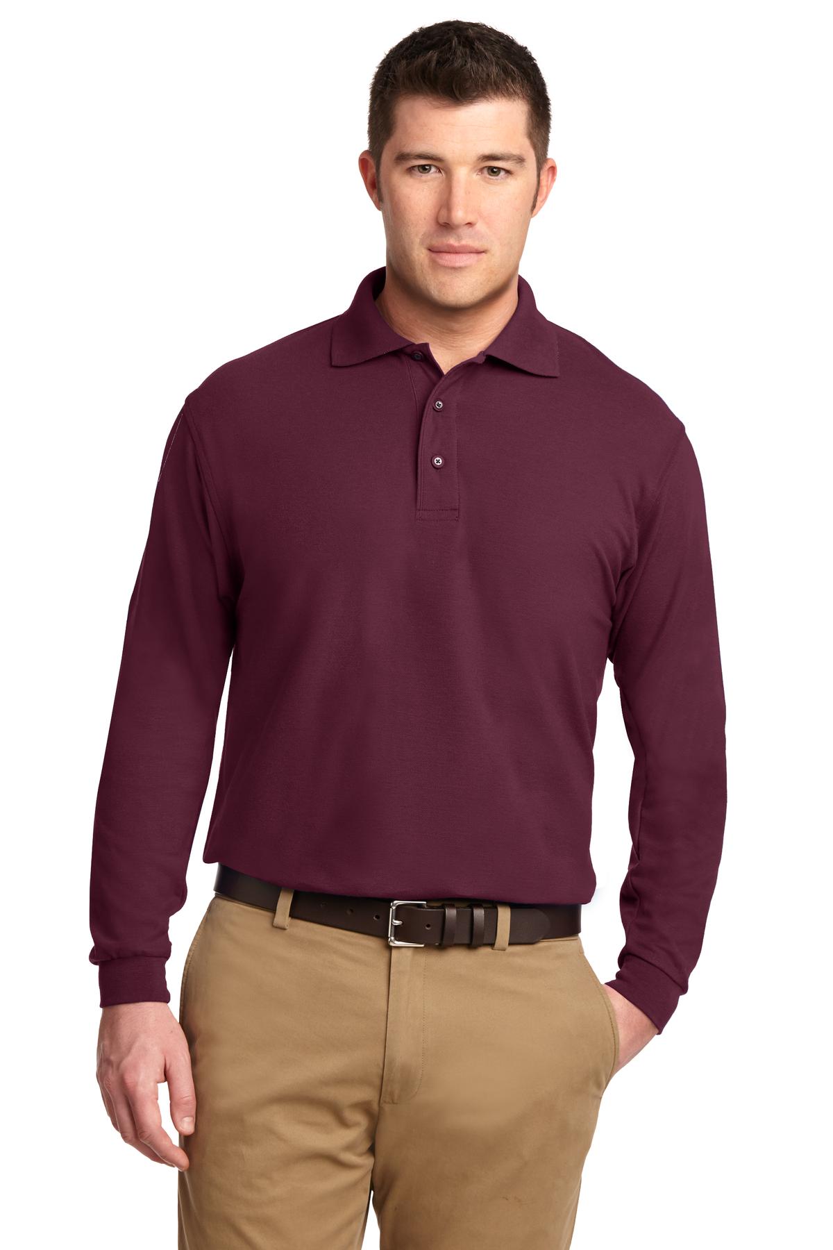 Port Authority Men's Silk Touch Long Sleeve Polo. K500LS Mens Apparel Shirts & Tops