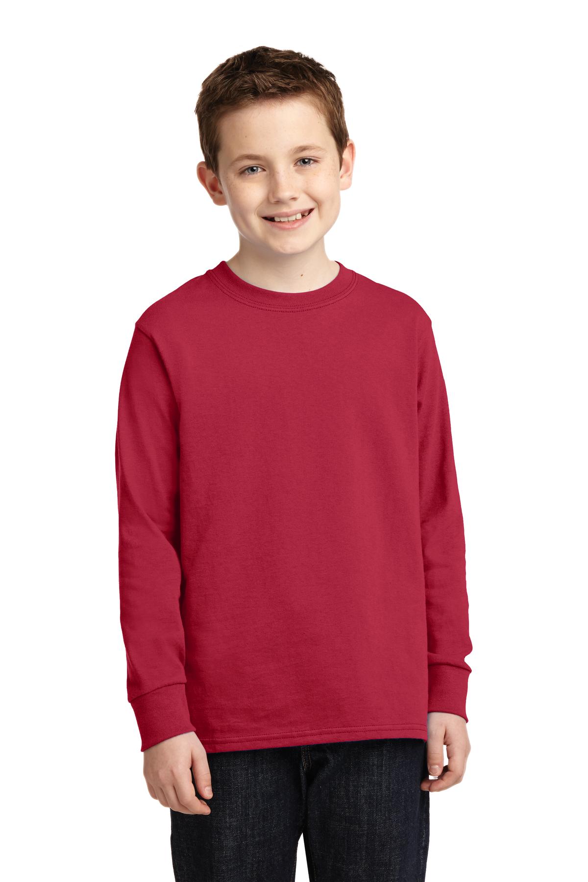 Port & Company - Youth Long Sleeve Core Cotton Tee Youth Apparel Shirts & Tops