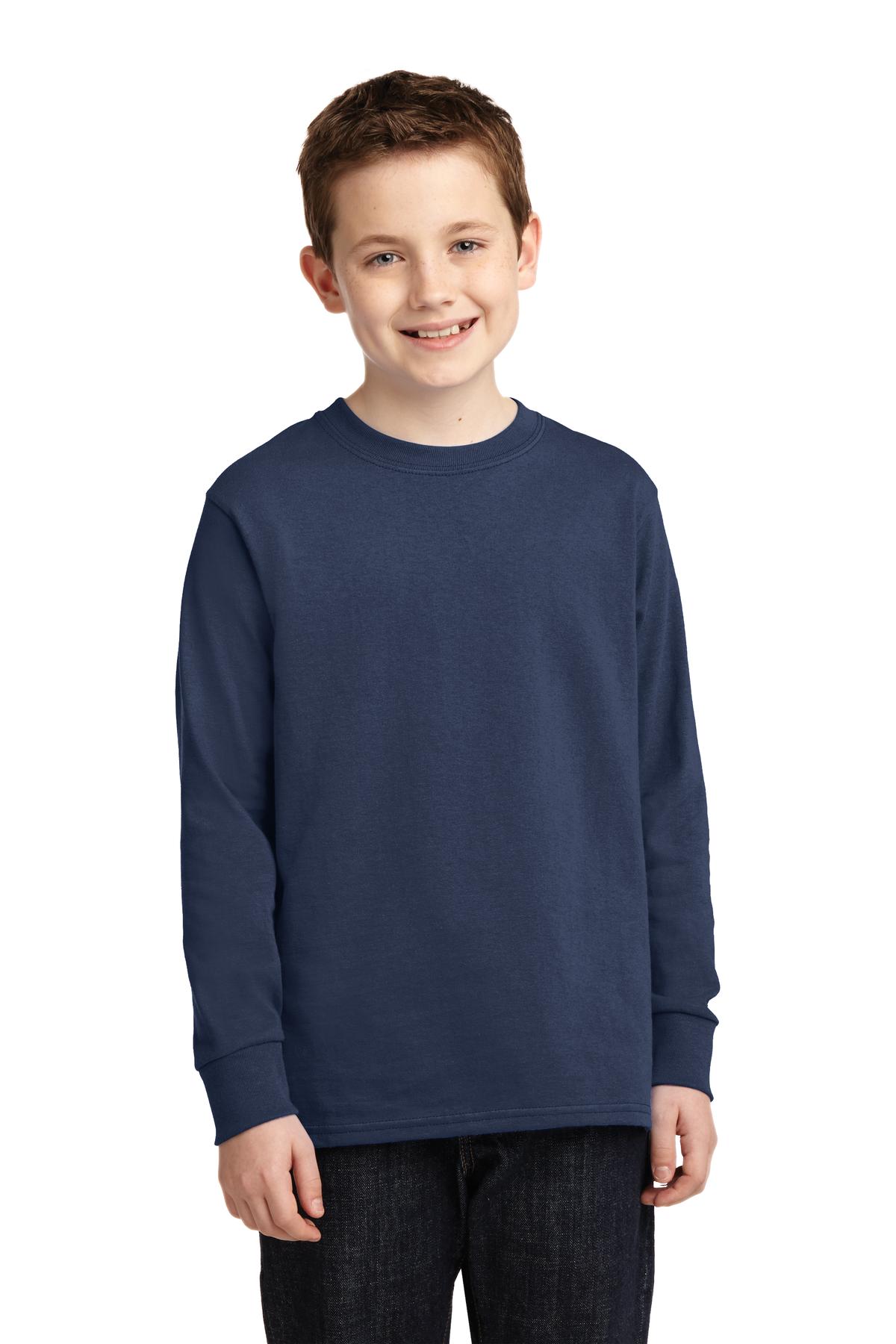 Port & Company - Youth Long Sleeve Core Cotton Tee Youth Apparel Shirts & Tops