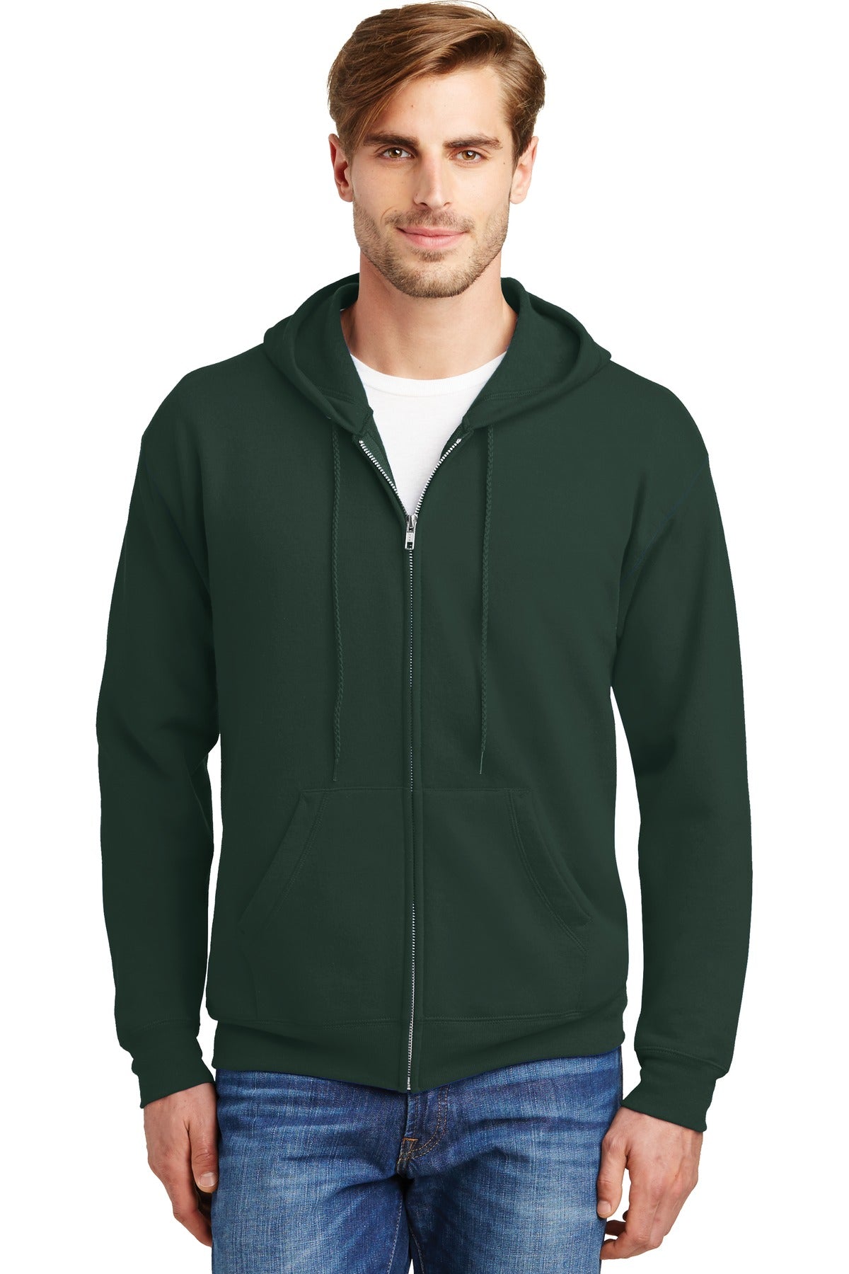 Hanes Men's Ecosmart Full-Zip Hooded Sweatshirt Mens Apparel Sweatshirts & Fleece