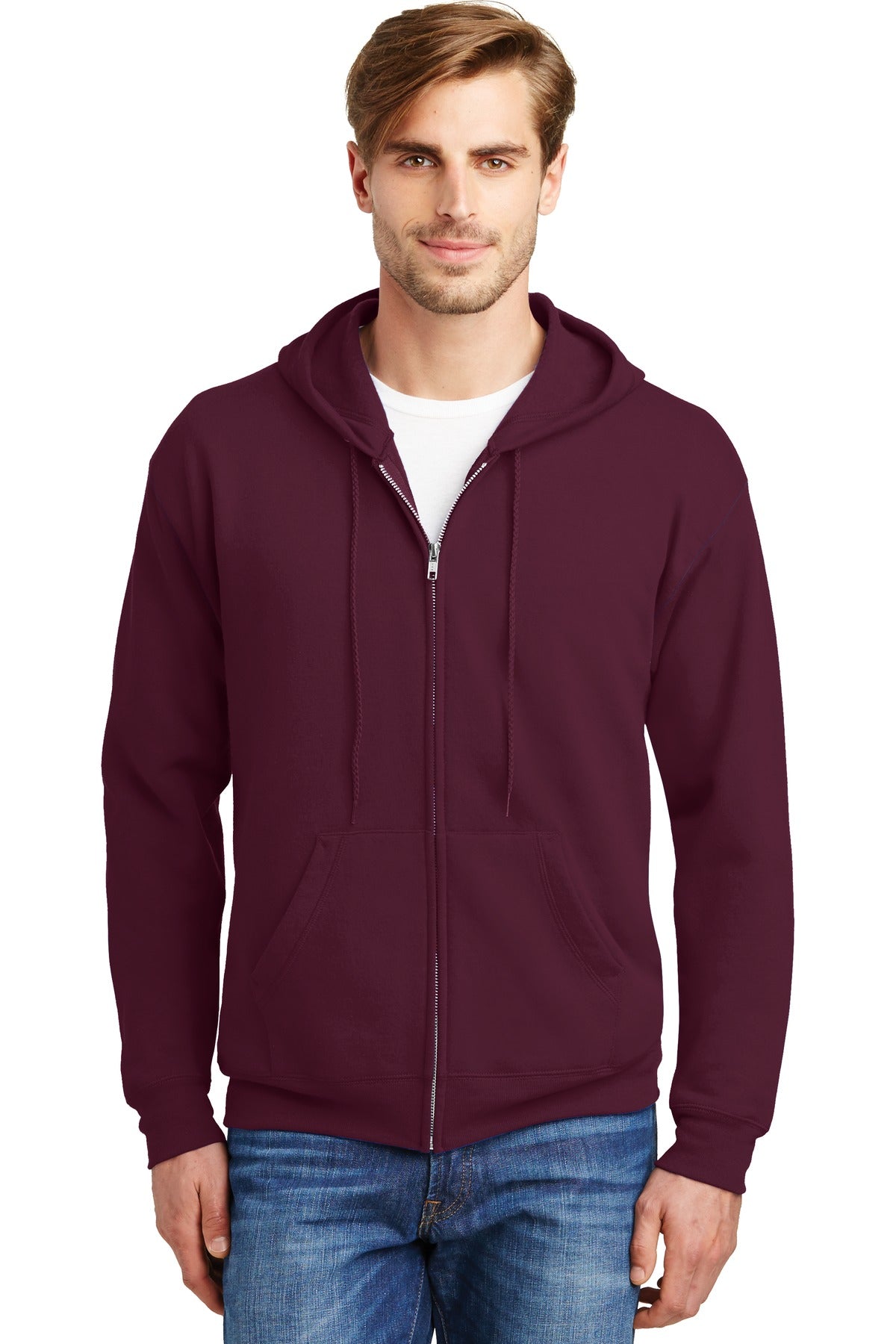 Hanes Men's Ecosmart Full-Zip Hooded Sweatshirt Mens Apparel Sweatshirts & Fleece