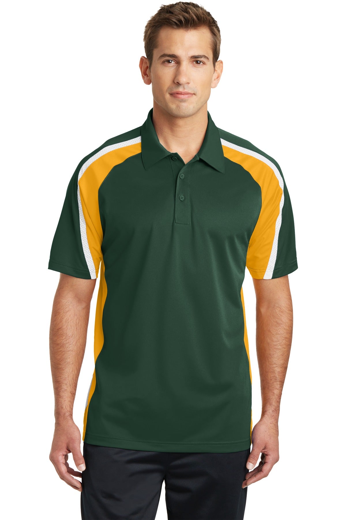 Sport-Tek Men's Tricolor Micropique Sport-Wick Polo