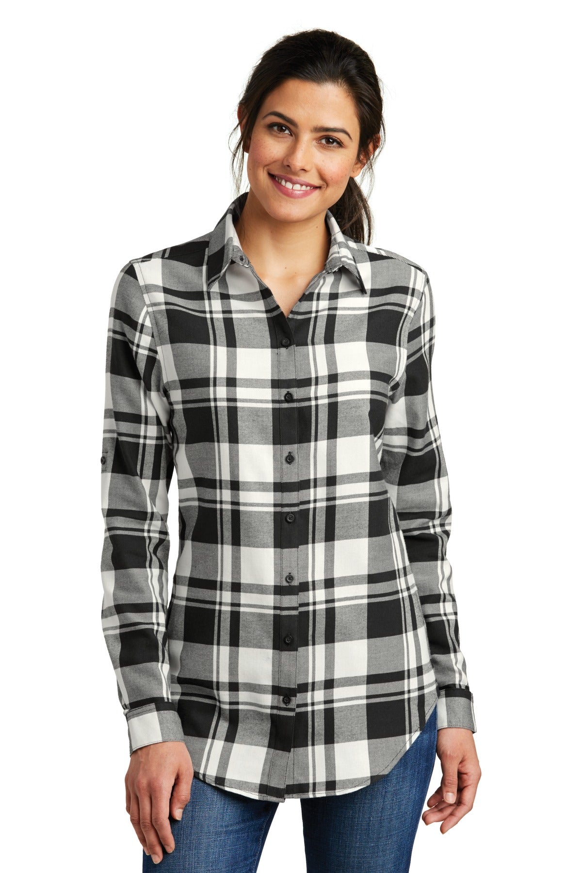 Port Authority® Ladies Plaid Flannel Tunic Womens Apparel Shirts & Tops