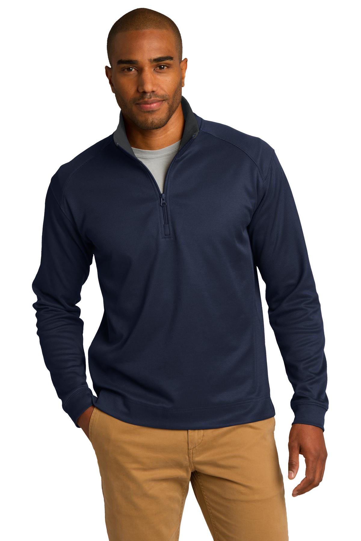 Port Authority Men's Vertical Texture 1/4-Zip Pullover. K805 Mens Apparel Sweatshirts & Fleece