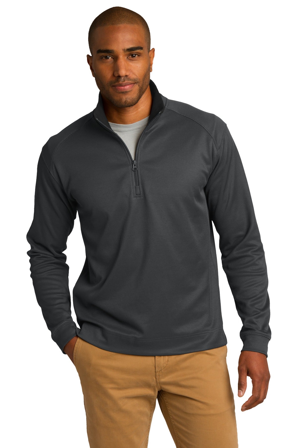 Port Authority Men's Vertical Texture 1/4-Zip Pullover. K805 Mens Apparel Sweatshirts & Fleece