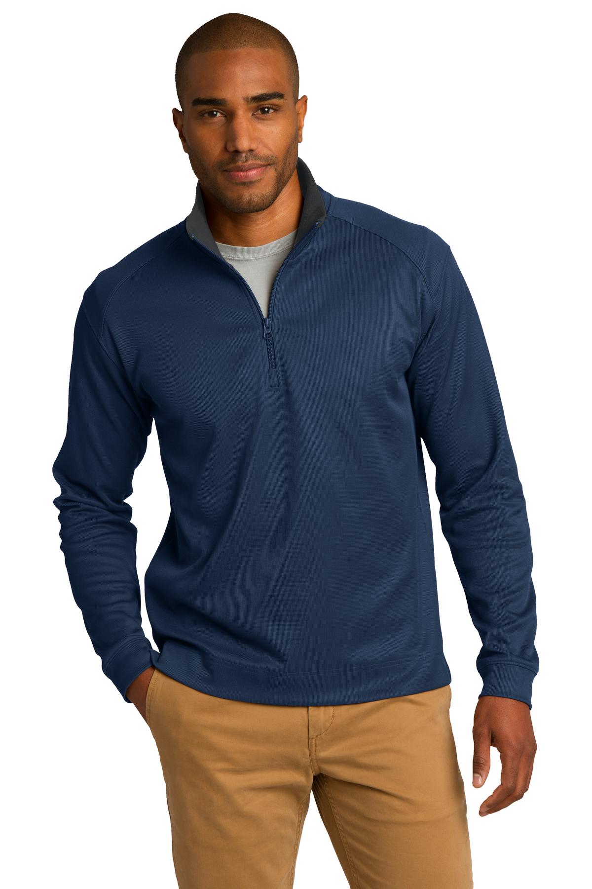 Port Authority Men's Vertical Texture 1/4-Zip Pullover. K805 Mens Apparel Sweatshirts & Fleece