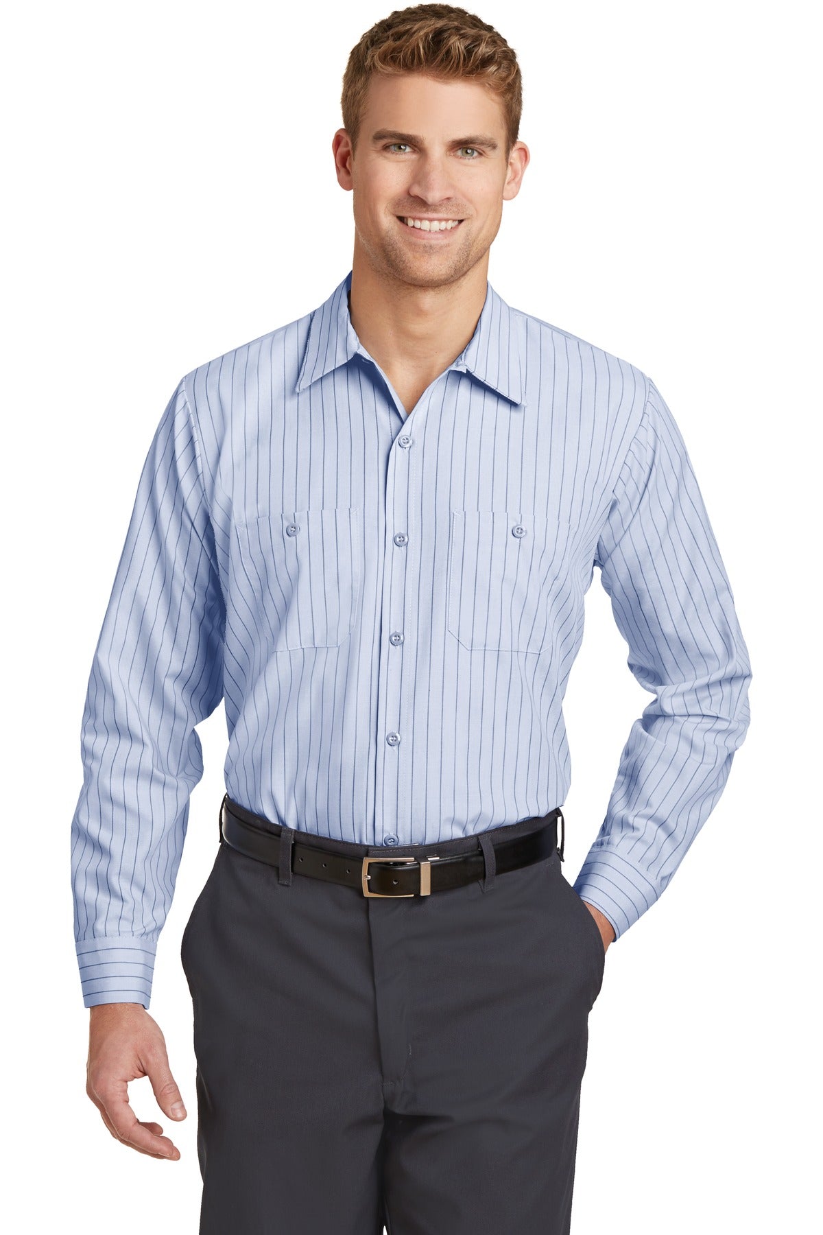 Red Kap Men's Industrial Stripe Work Shirt. SL10L Corporate Apparel Shirts & Tops