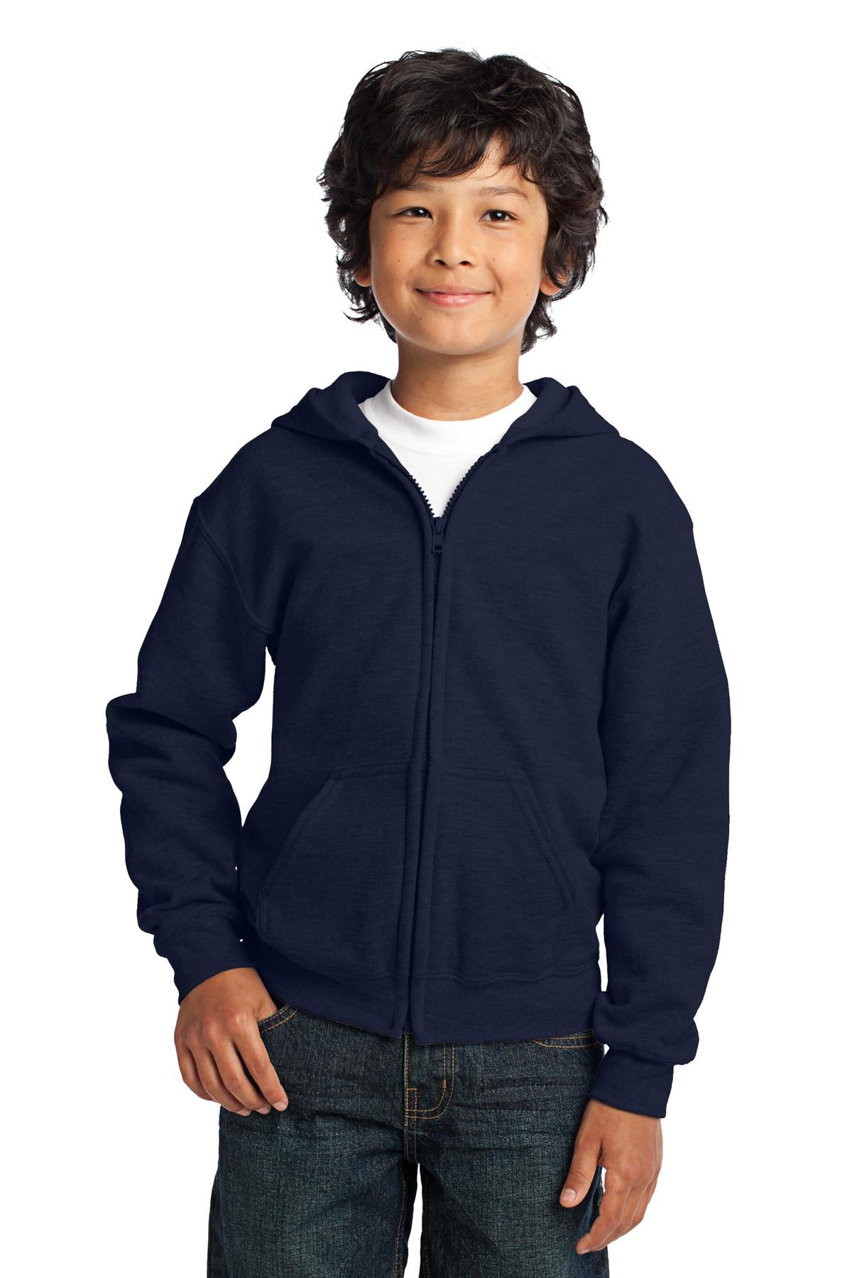 Gildan Youth Heavy Blend Full-Zip Hooded Sweatshirt Youth Apparel Hoodies & Sweatshirts