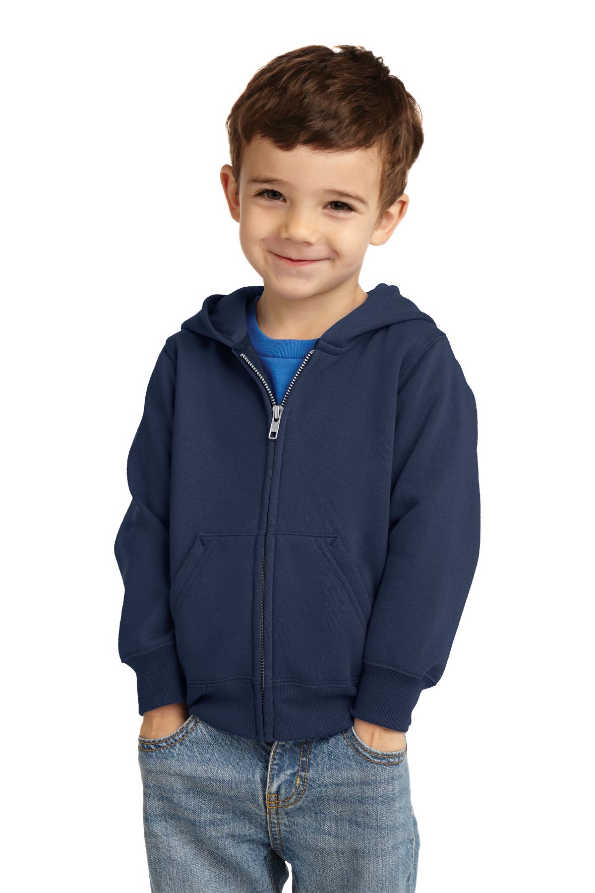Port & Company - Toddler Core Fleece Full-Zip Hooded Sweatshirt Youth Apparel Infant & Toddler