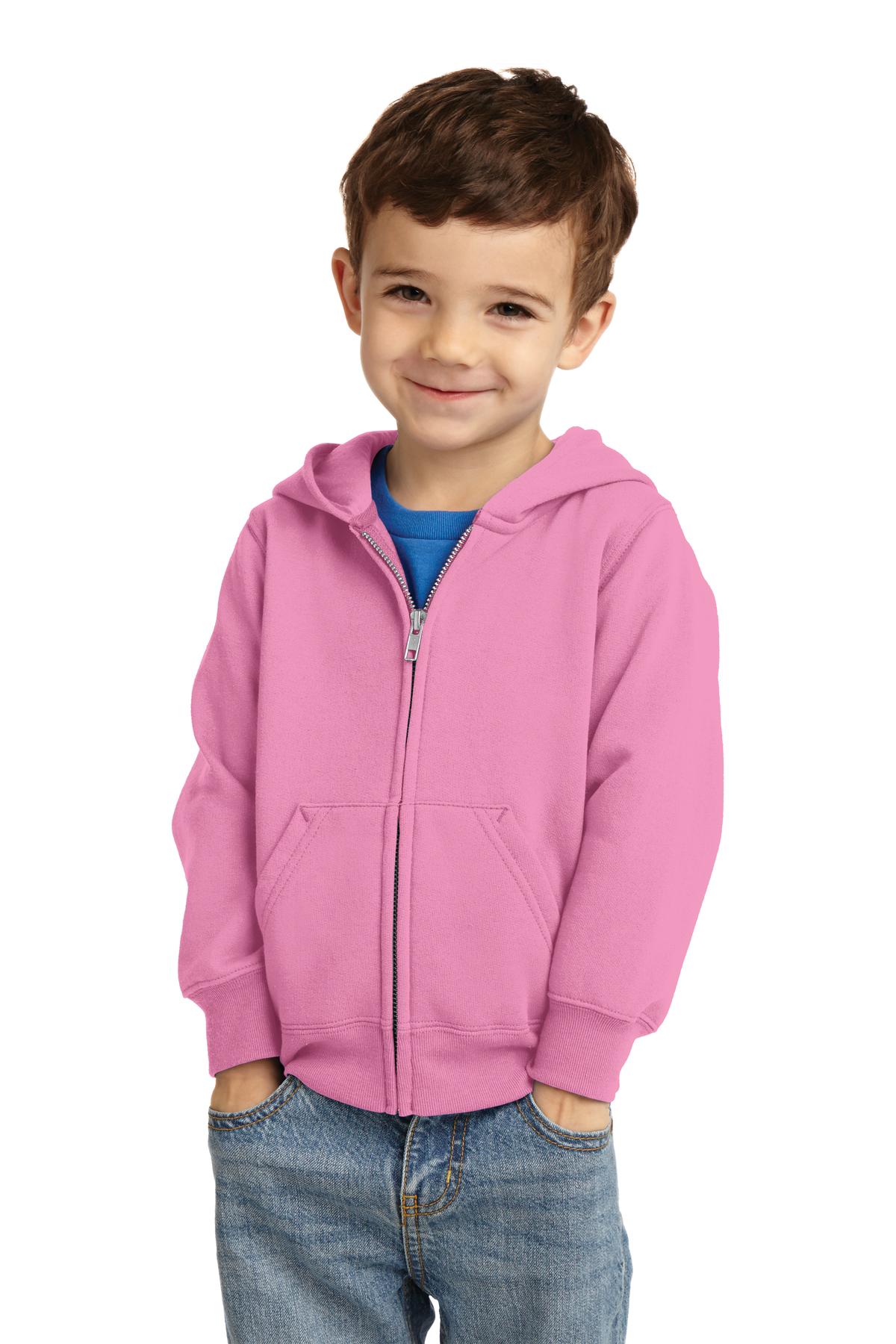 Port & Company - Toddler Core Fleece Full-Zip Hooded Sweatshirt Youth Apparel Infant & Toddler