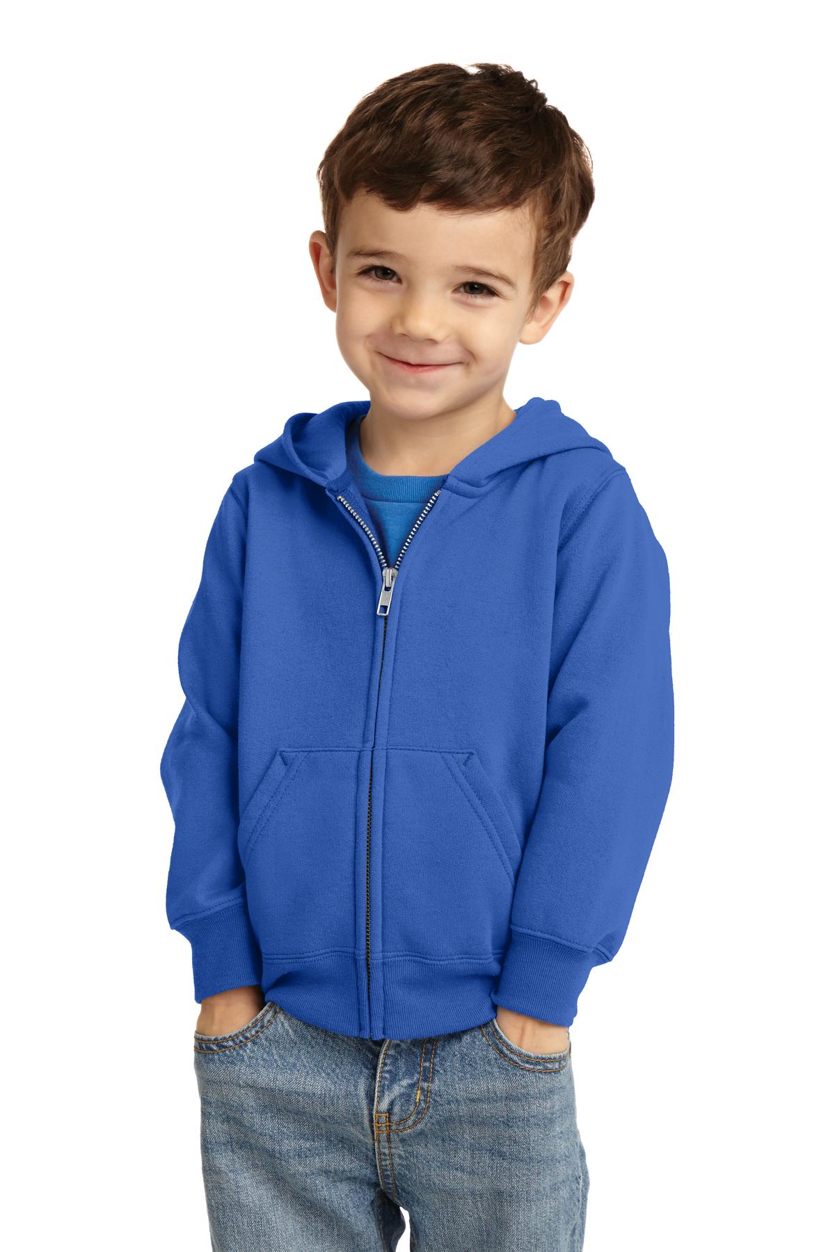 Port & Company - Toddler Core Fleece Full-Zip Hooded Sweatshirt Youth Apparel Infant & Toddler