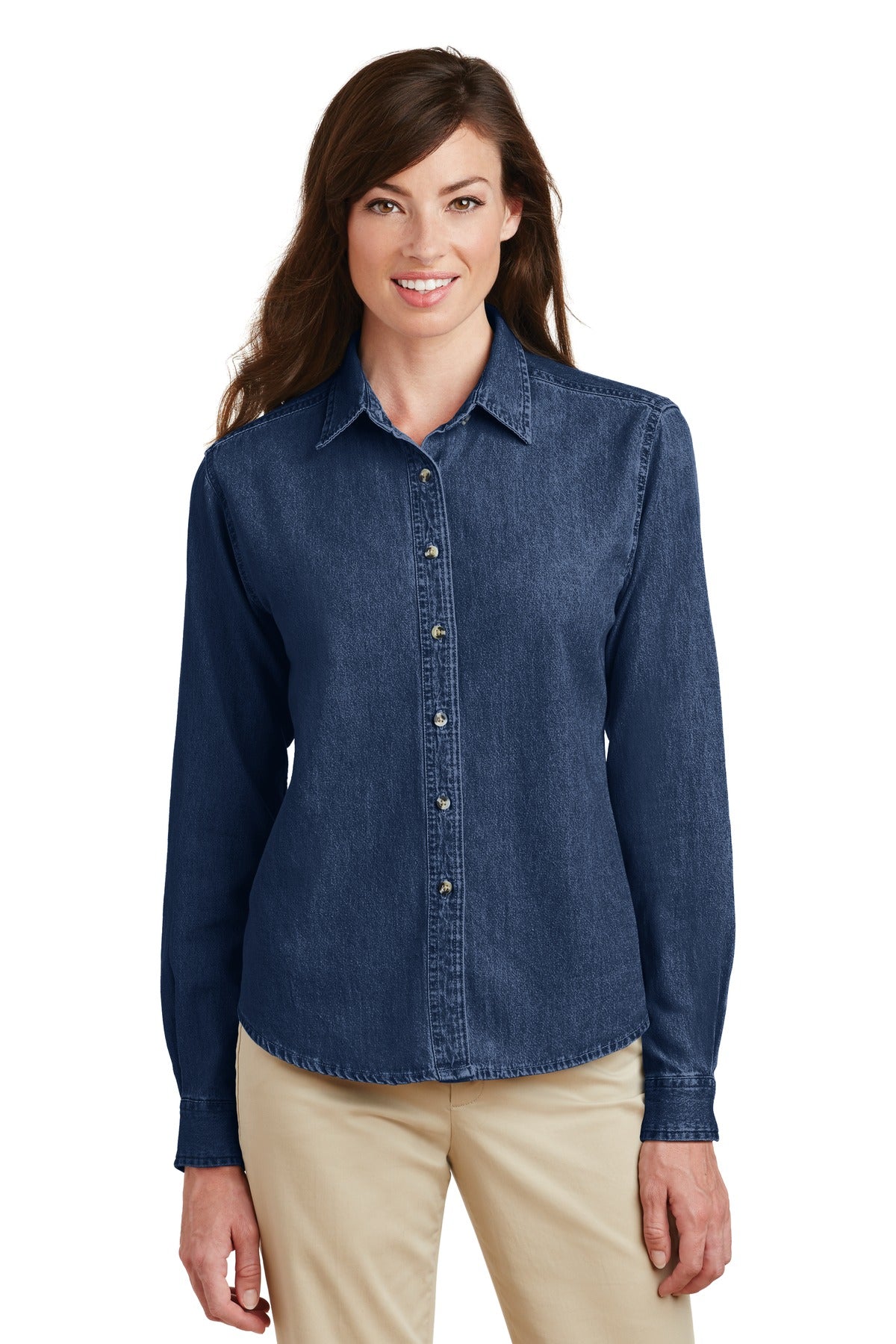 Port & Company - Women's Long Sleeve Value Denim Shirt Womens Apparel Shirts & Tops