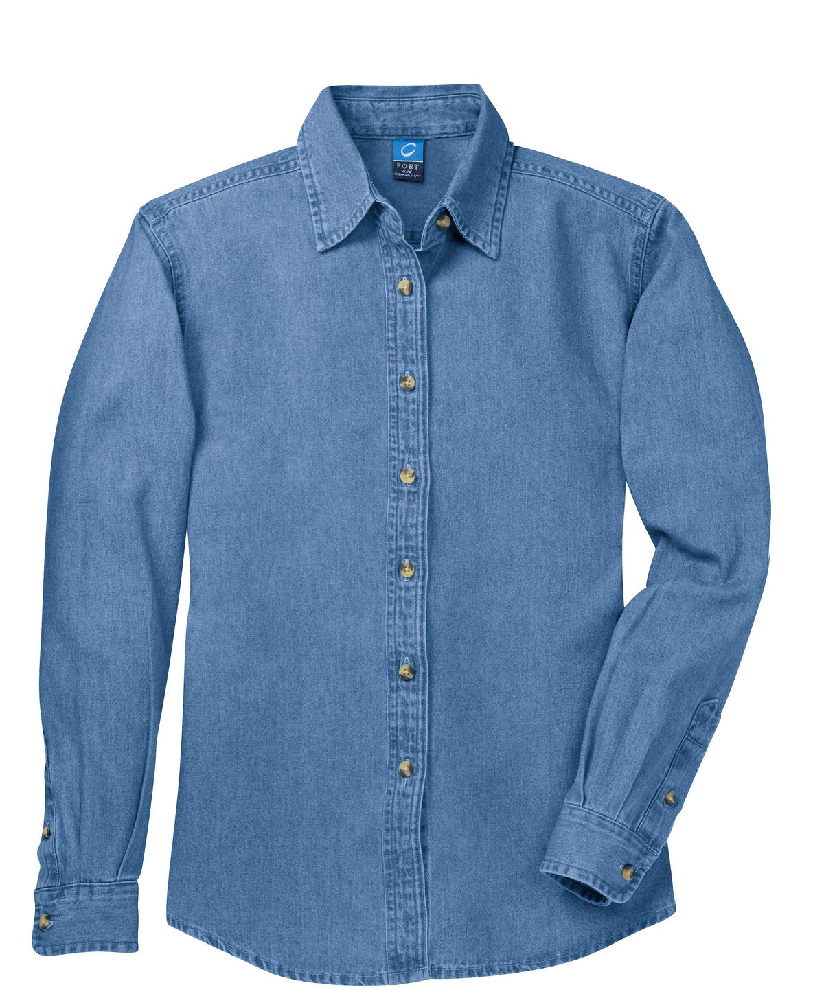 Port & Company - Women's Long Sleeve Value Denim Shirt Womens Apparel Shirts & Tops