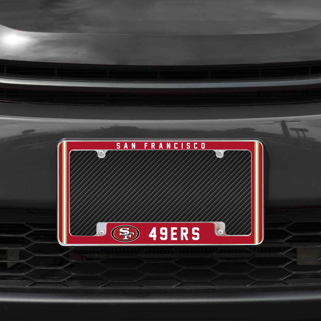 Rico Industries NFL San Francisco 49ers Classic 12" x 6" Chrome License Plate Frame-1