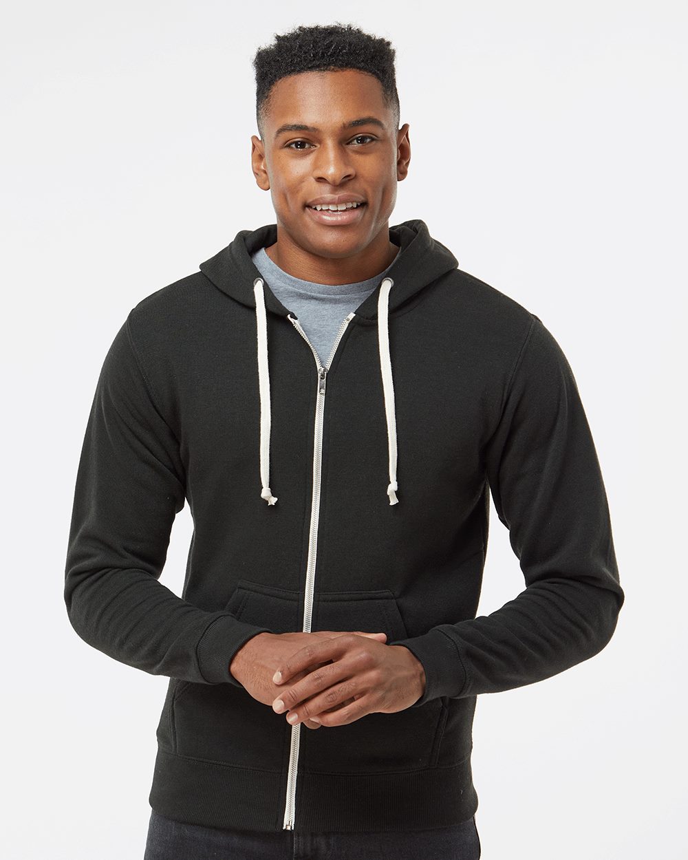J. America Unisex Triblend Full-Zip Hooded Sweatshirt 4249