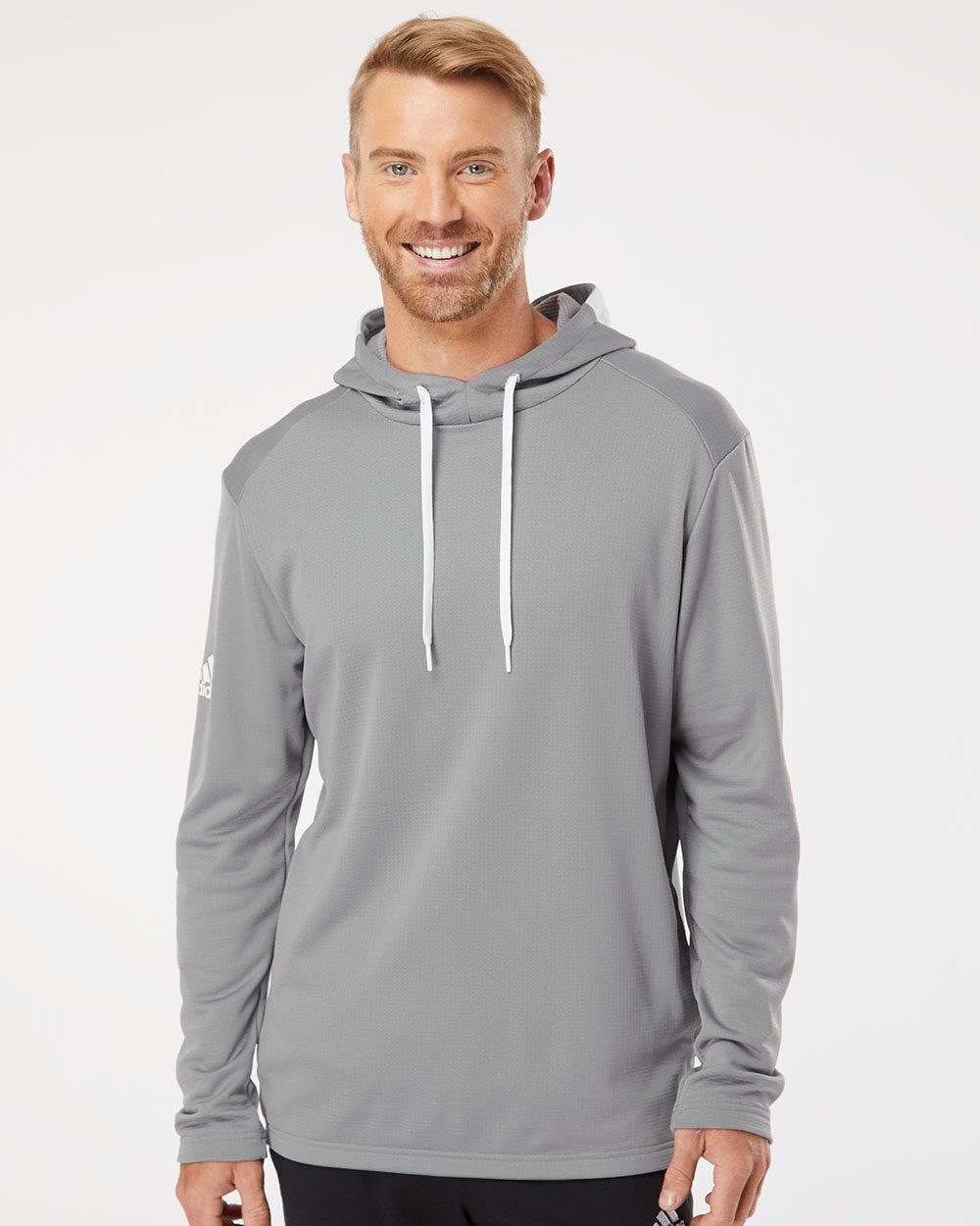 adidas Men's Textured Mixed Media Hooded Sweatshirt