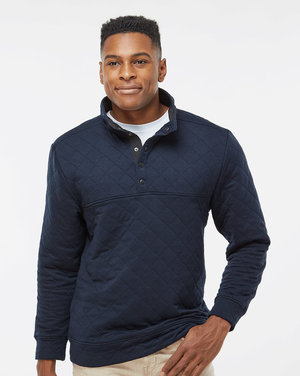 J. America Men's Quilted Snap Pullover 8095 Mens Apparel Sweatshirts & Fleece
