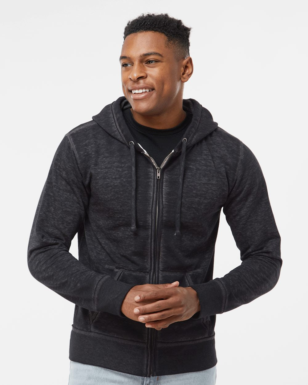 J. America Men's Vintage Zen Fleece Full-Zip Hooded Sweatshirt