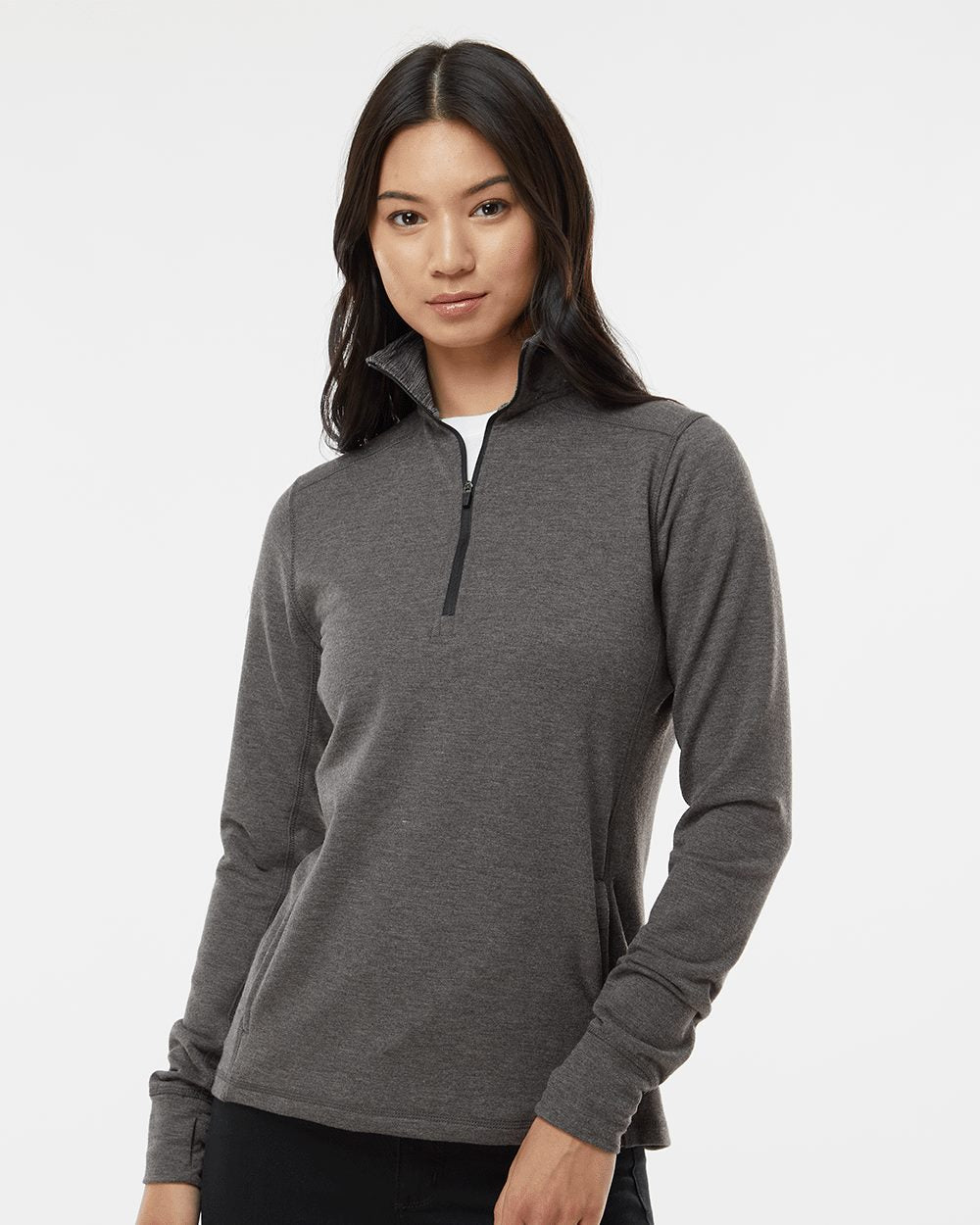 J. America Women's Omega Stretch Quarter-Zip Pullover 6197 Womens Apparel Sweatshirts & Fleece