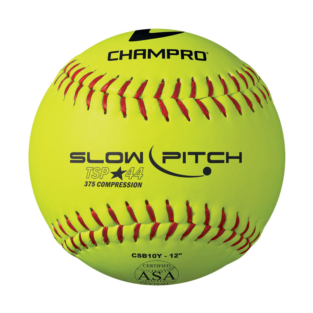 Champro One Dozen ASA/USA Yellow Leather Cover Slow Pitch 12" Softballs