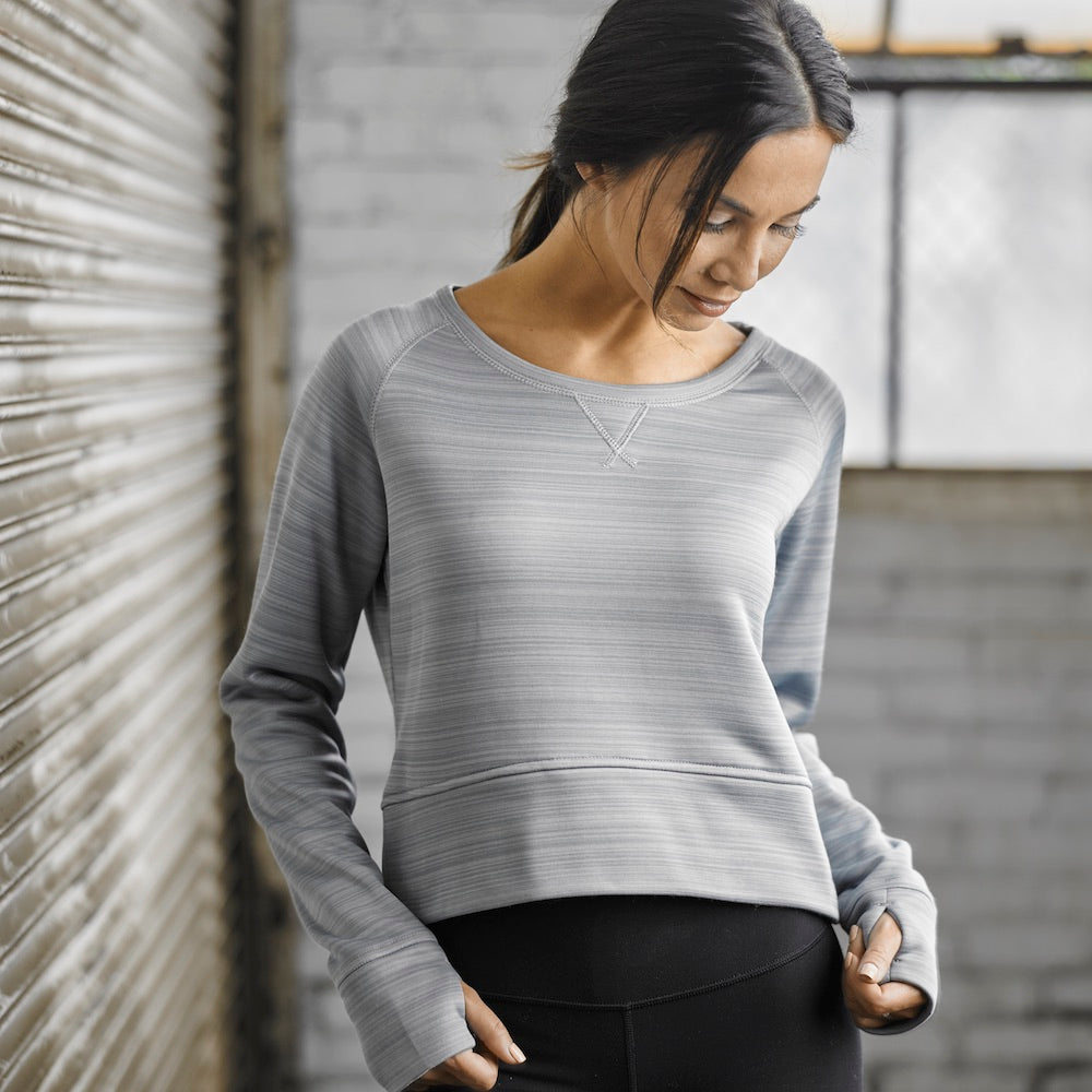 J. America Women's Odyssey Hi-Lo Crew Neck Fleece 8663