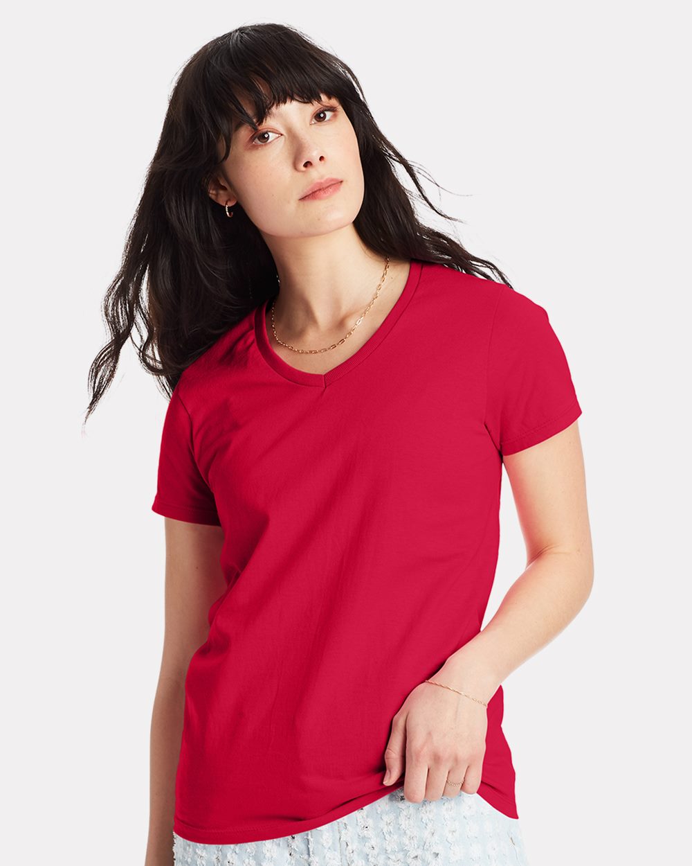 Hanes Women's Essential-T V-Neck T-Shirt Womens Apparel Shirts & Tops