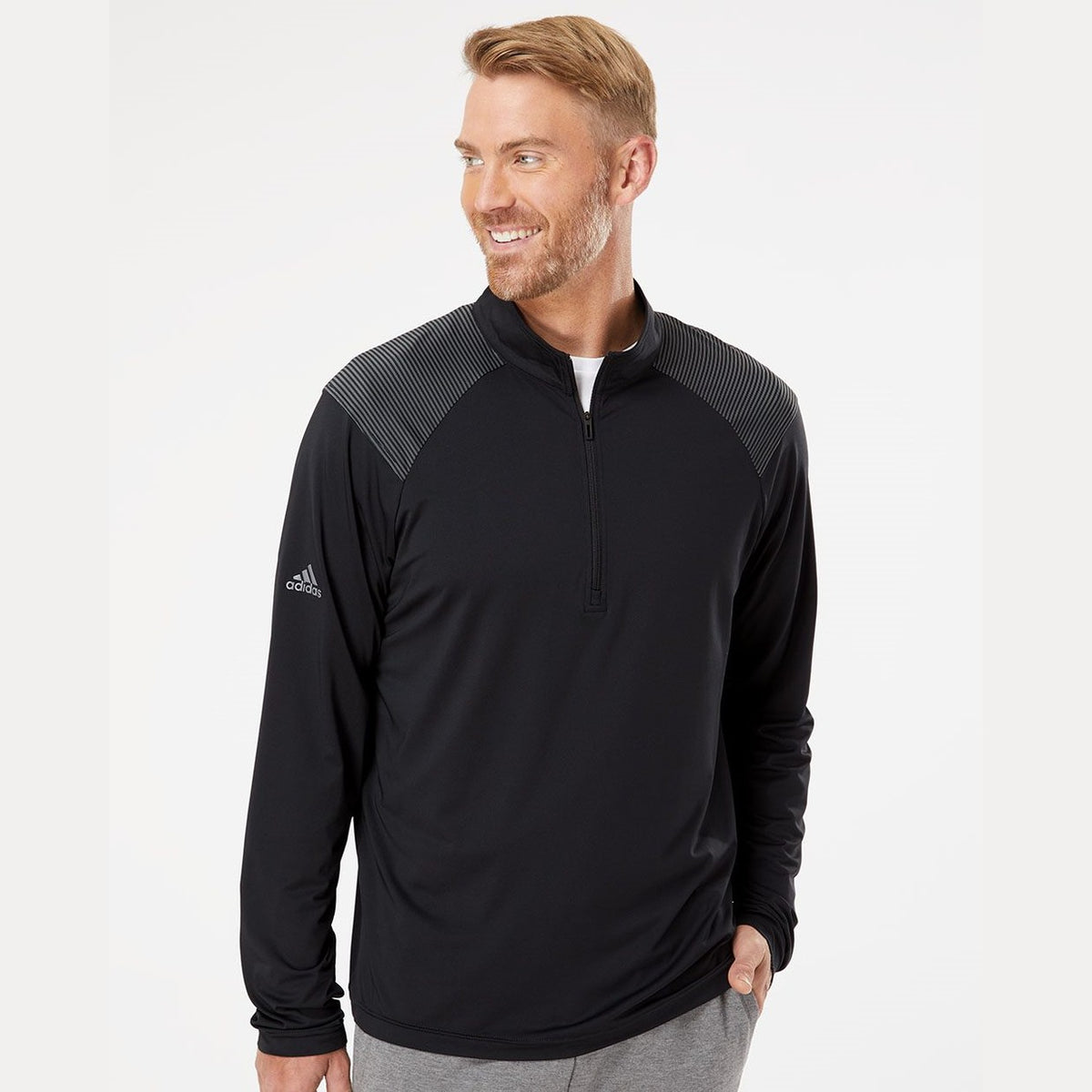 adidas Men's Shoulder Stripe Quarter-Zip Pullover