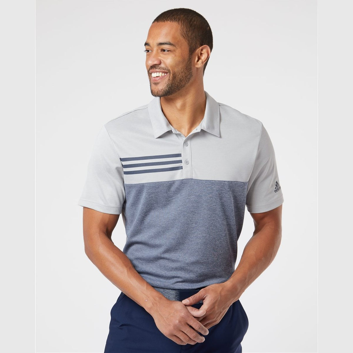Adidas Men's Heathered Colorblock 3-Stripes Polo