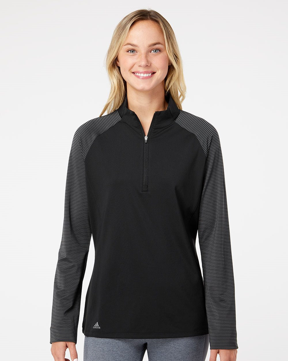 adidas Women's Stripe Block Quarter-Zip Pullover