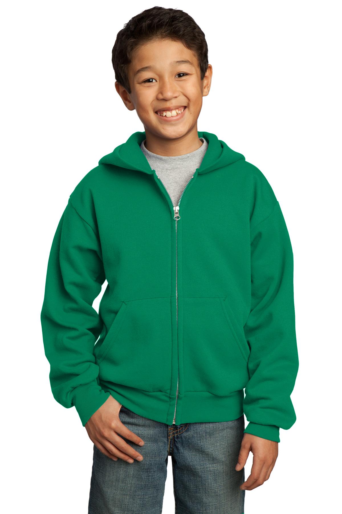 Port & Company Youth Core Fleece Full-Zip Hooded Sweatshirt Youth Apparel Hoodies & Sweatshirts