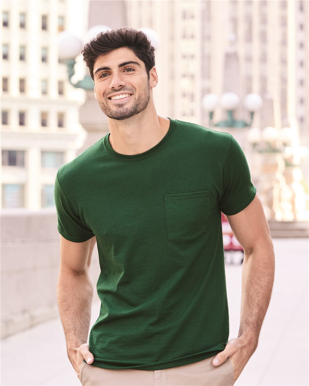 JERZEES Men's Dri-Power 50/50 Cotton/Poly Pocket T-Shirt 29MP Mens Apparel Shirts & Tops