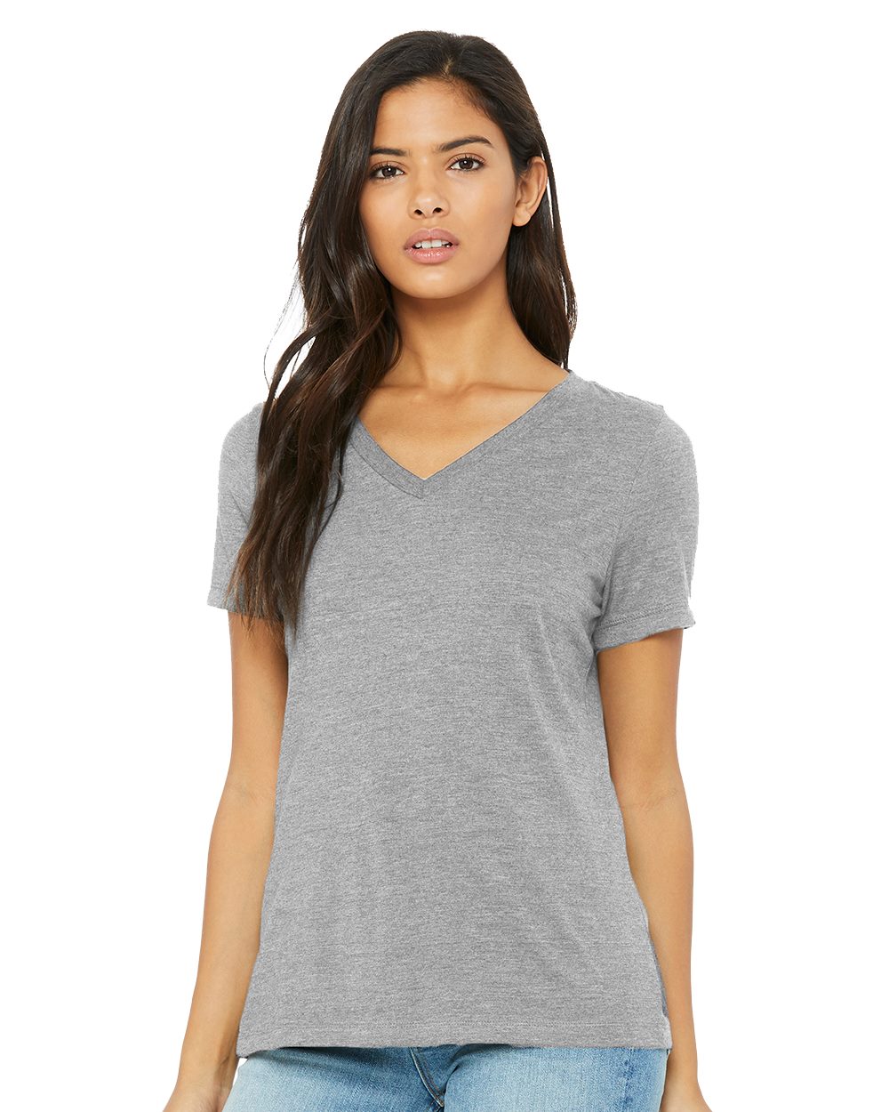 BELLA + CANVAS Women's Relaxed Heather CVC V-Neck Tee BC6405CVC Womens Apparel Shirts & Tops