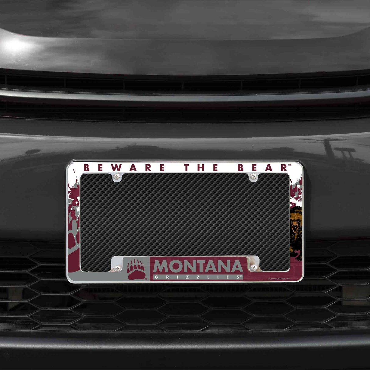 Rico Industries NCAA Montana Grizzlies Primary 12" x 6" Chrome License Plate Frame-1