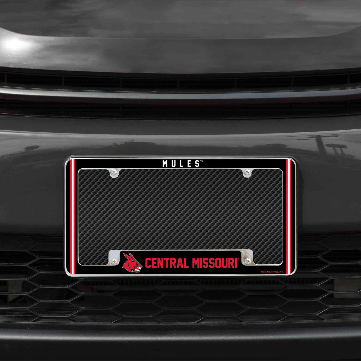 Rico Industries NCAA Central Missouri Mules Classic 12" x 6" Chrome License Plate Frame-1