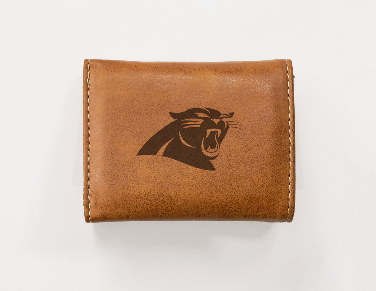Rico Industries NFL Carolina Panthers Laser Engraved Faux Leather Trifold Wallet-1