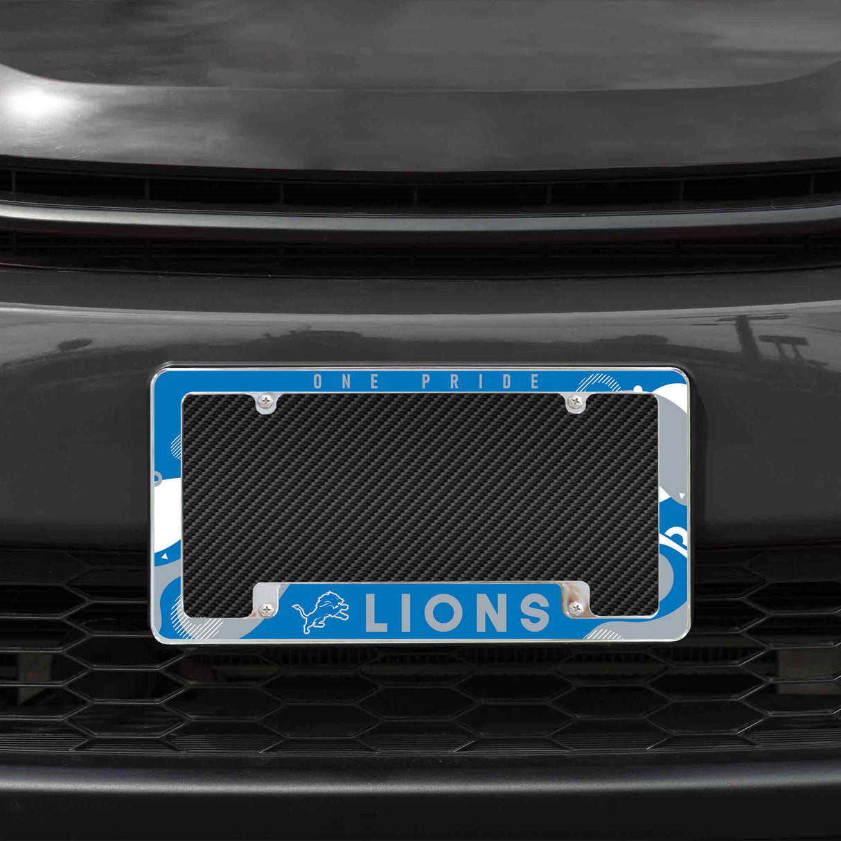 Rico Industries NFL Detroit Lions Wave 12" x 6" Chrome License Plate Frame-1