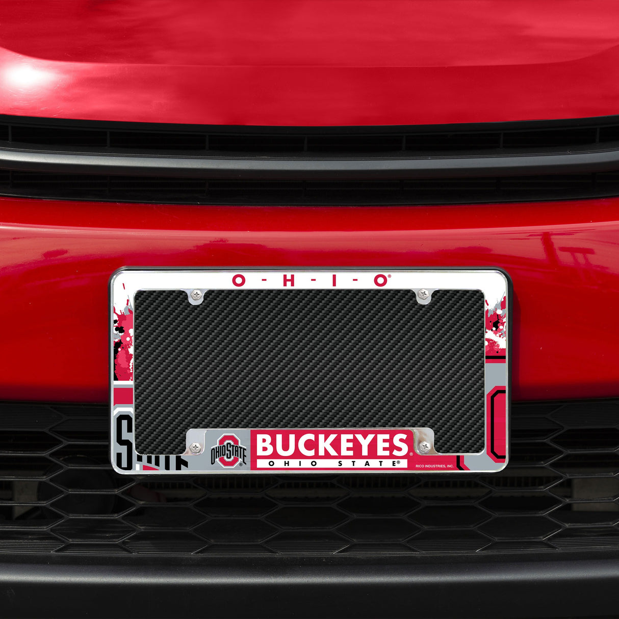 Rico Industries NCAA Ohio State Buckeyes Primary 12" x 6" Chrome License Plate Frame-1