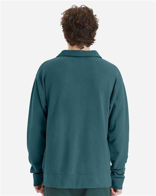 ComfortWash by Hanes Men's Garment-Dyed Polo Collar Sweatshirt-3