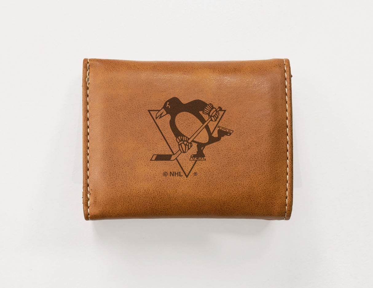 Rico Industries NHL Pittsburgh Penguins Laser Engraved Faux Leather Trifold Wallet-1
