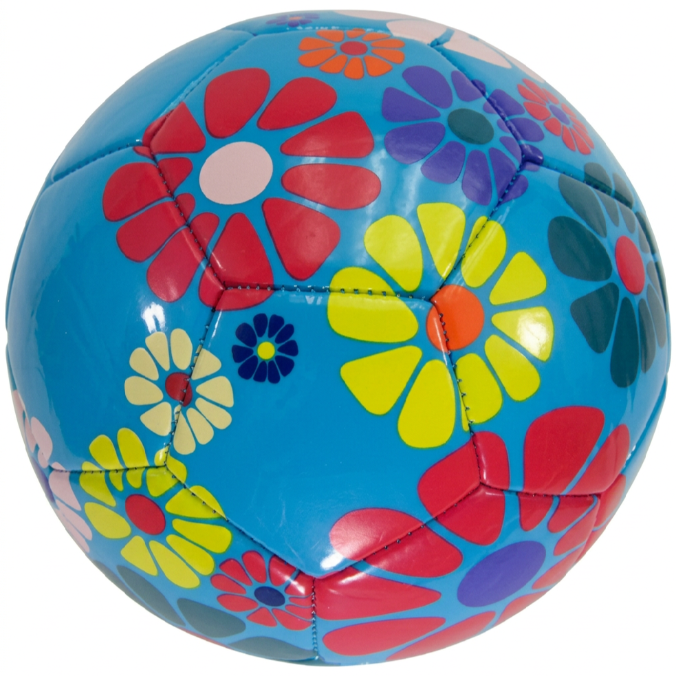 Blue Vizari Blossom soccer ball decorated with large colorful flowers