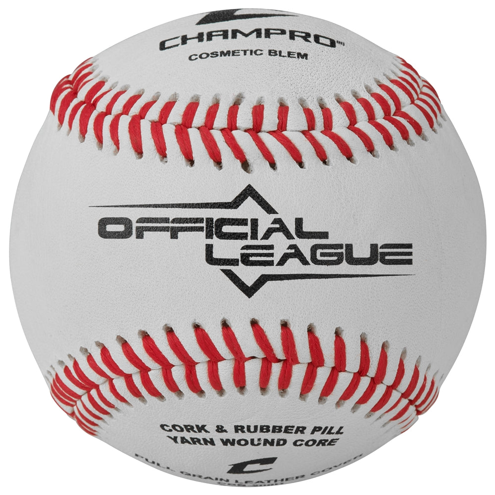 Champro Official League – Full Grain Leather Cover Cosmetic Blemish - Dozen Baseball Baseballs All